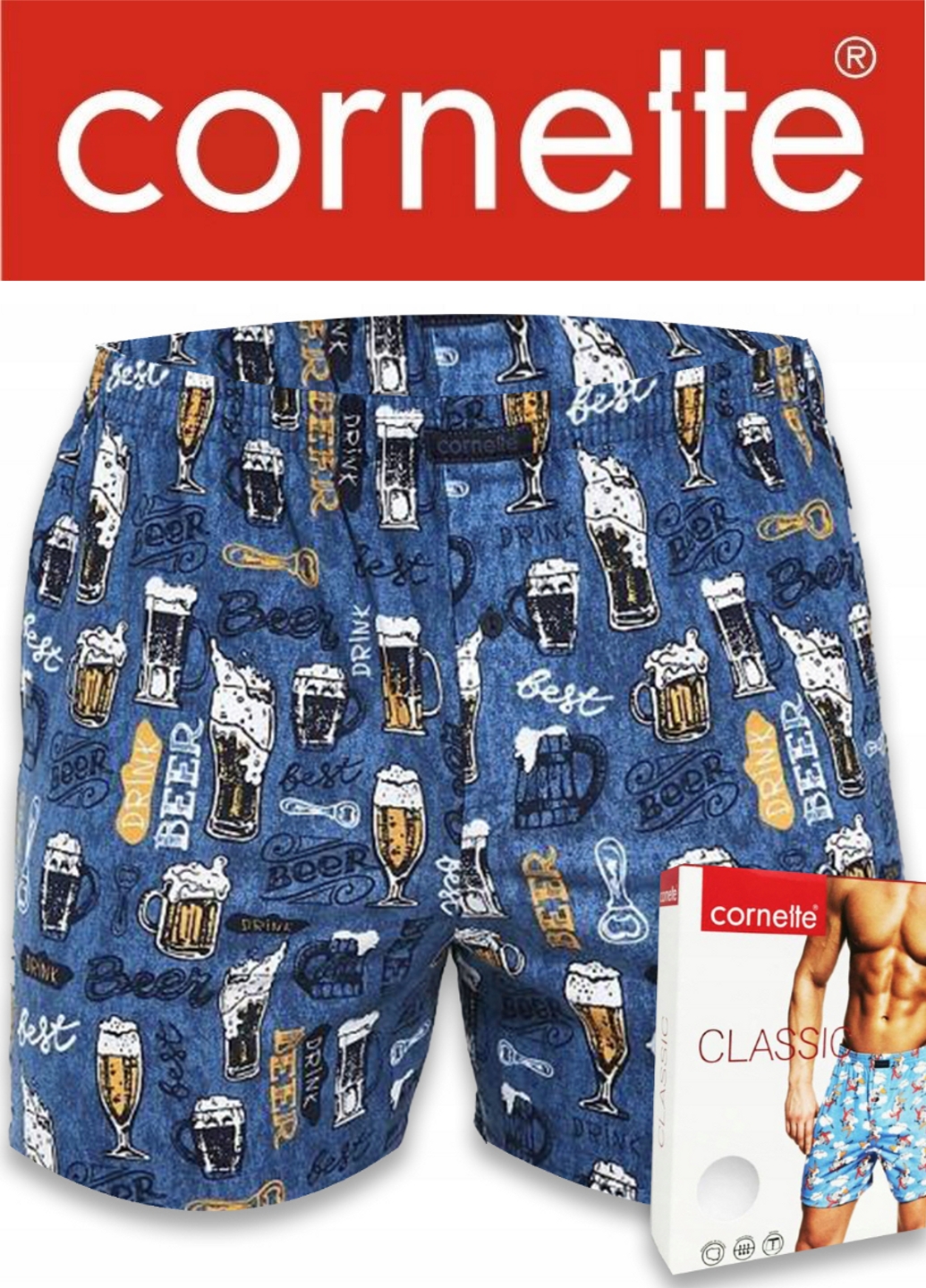 Трусы боксеры мужские семейные трикотажные хлопковые Cornette Classic 001-137 L Пивные бокалы