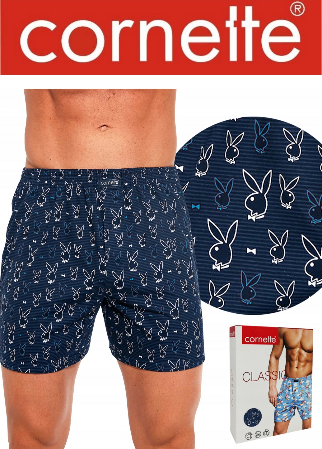 Трусы боксеры мужские семейные трикотажные хлопковые Cornette Classic 001-155 XXL Playboy корнет